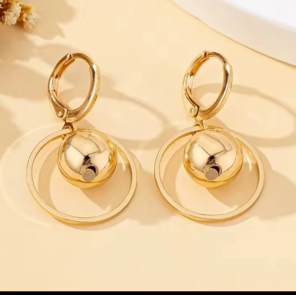 Earrings Ccb Spherical Gold‎ Women's Dangle New f78